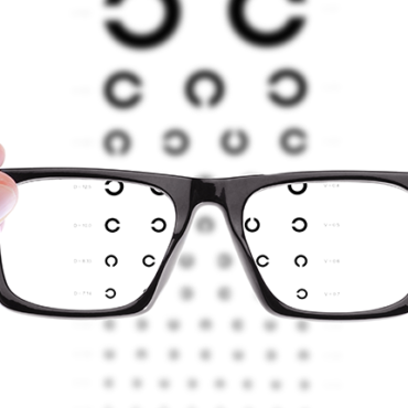 Myopia Correction lens on eye test